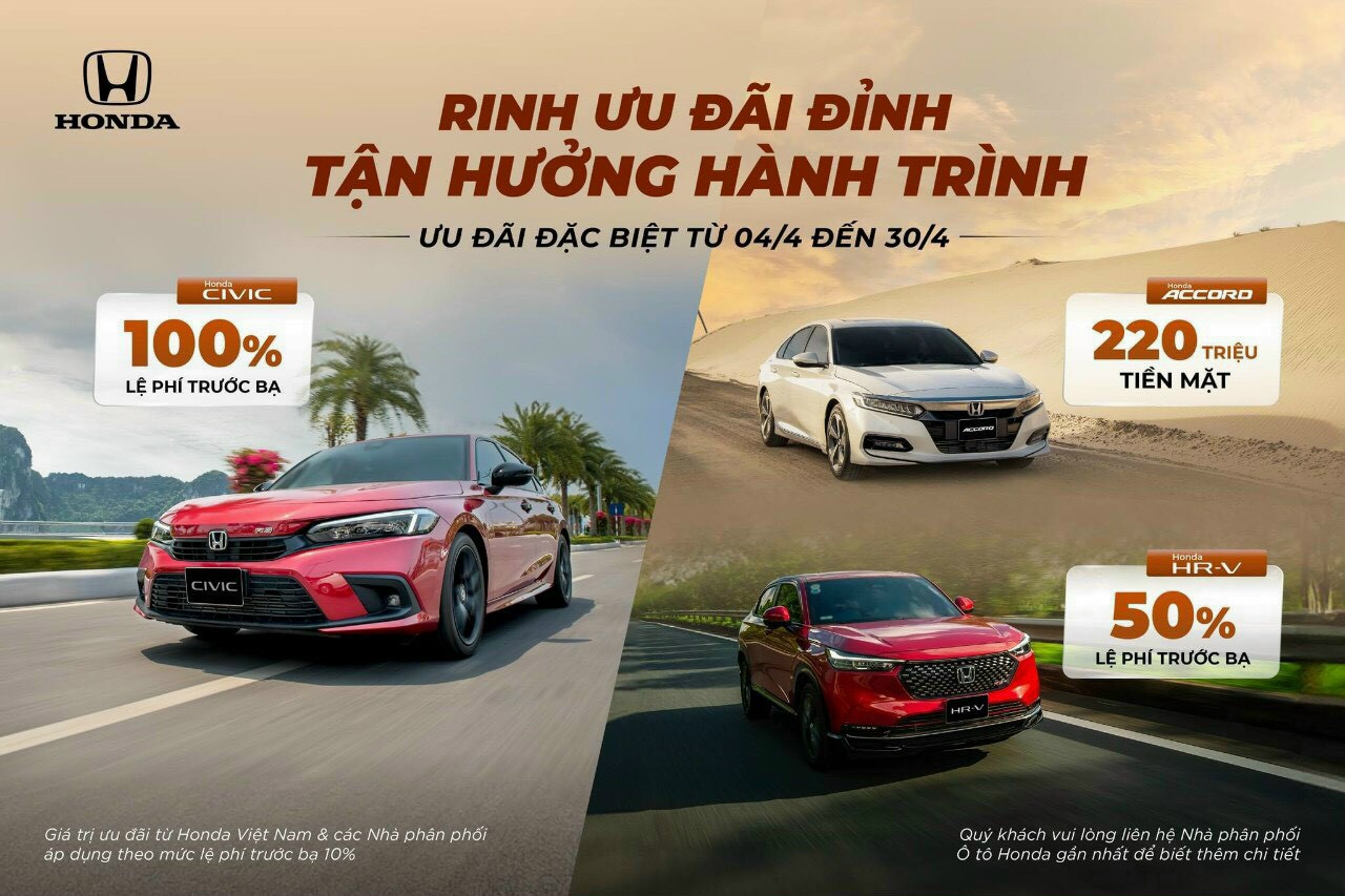 Chương trình khuyến mại của các dòng xe ô tô Honda trong tháng 4 năm 2024