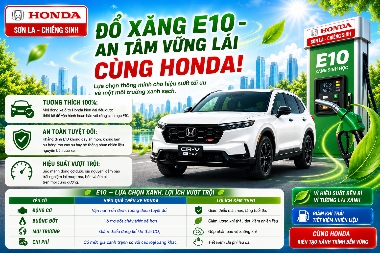 XĂNG SINH HỌC E10 CÓ ẢNH HƯỞNG GÌ TỚI ĐỘNG CƠ XE HONDA