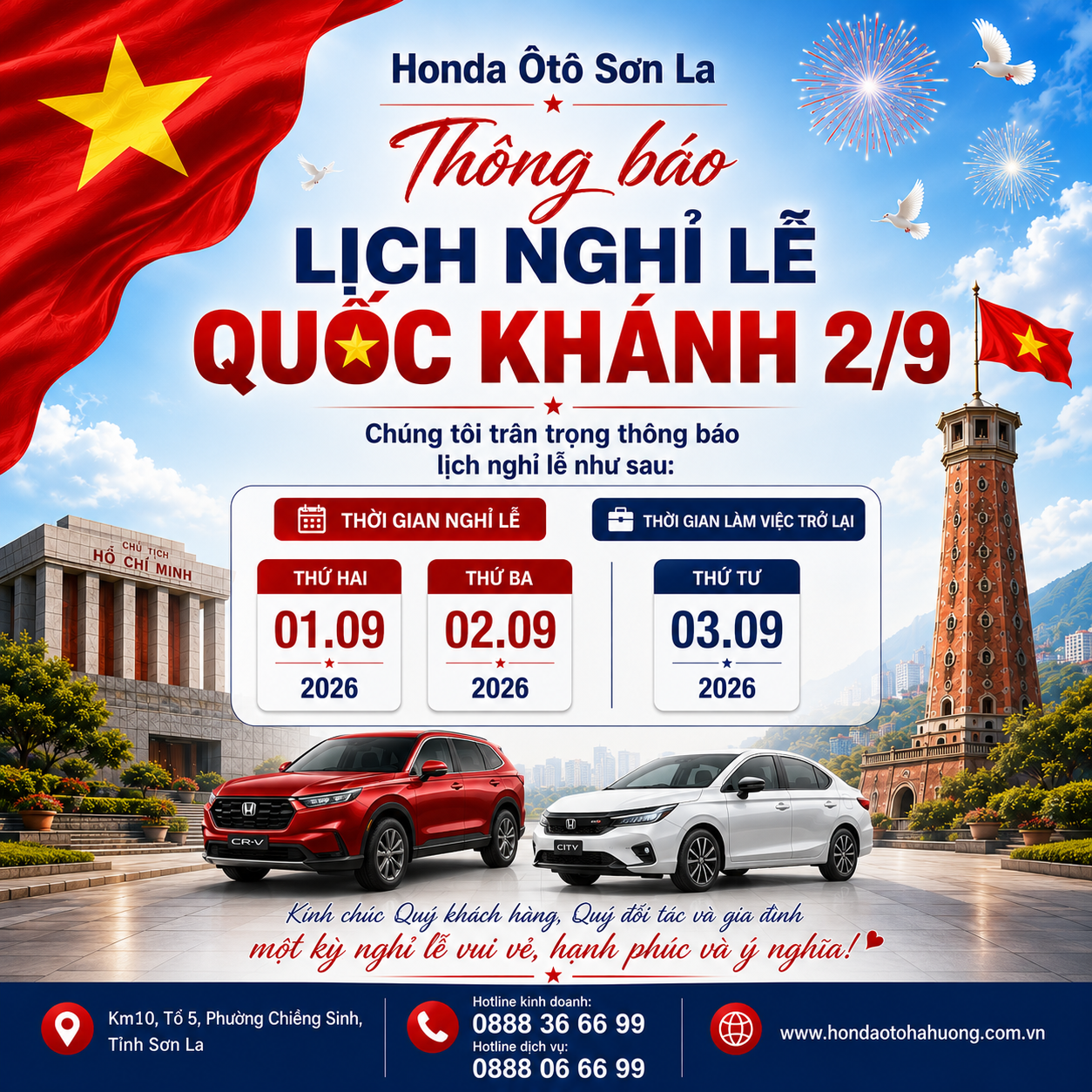 THÔNG BÁO LỊCH NGHỈ LỄ QUỐC KHÁNH 02/09/2026